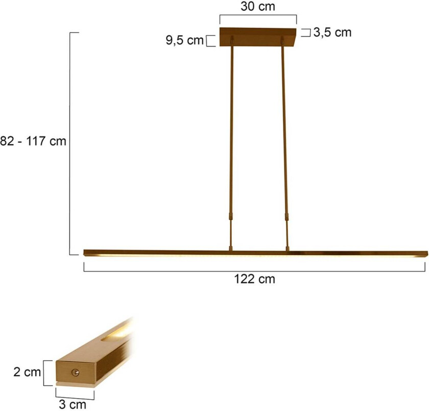 Hengelampe Zelena, bronse, lengde 122 cm, metall, CCT