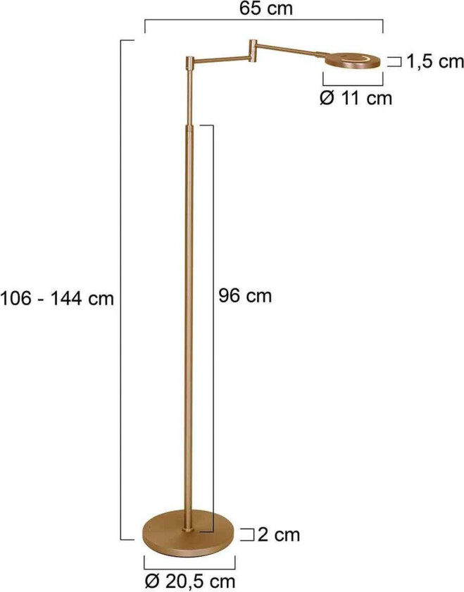 LED-gulvlampe Soleil bronse børstet, metall, dimmer