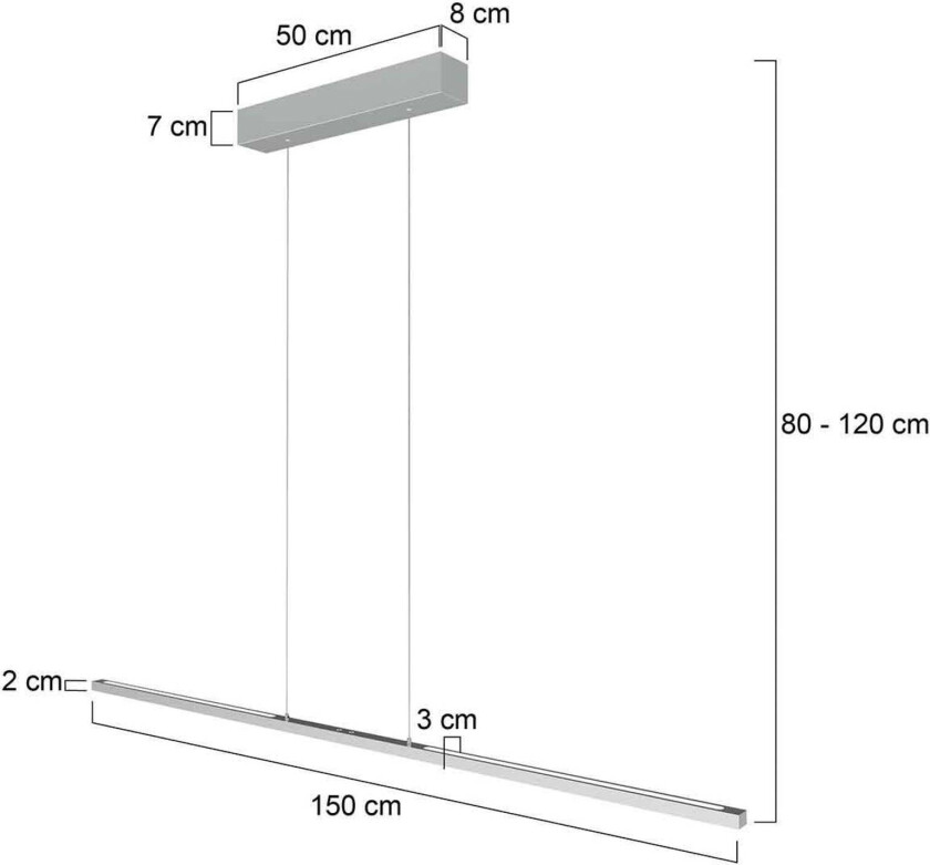 Hengelampe Bande, 155 cm, opp/ned, stål, CCT, dimmer