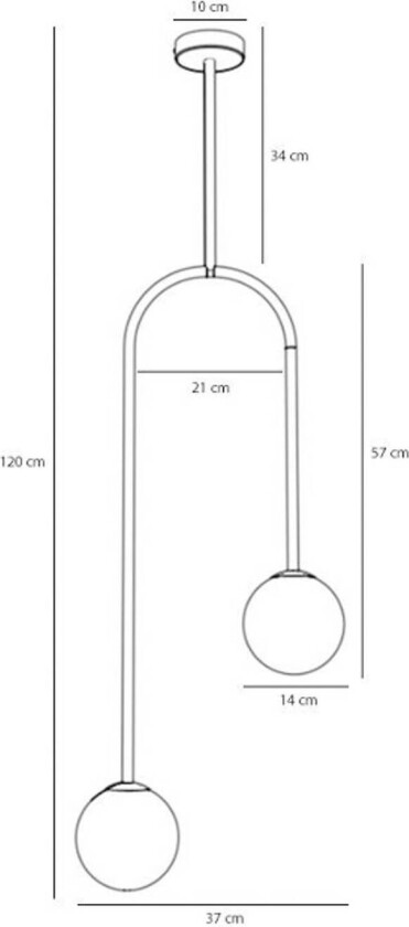 Näve hengelampe, svart, metall, glass, 2 lyskilder