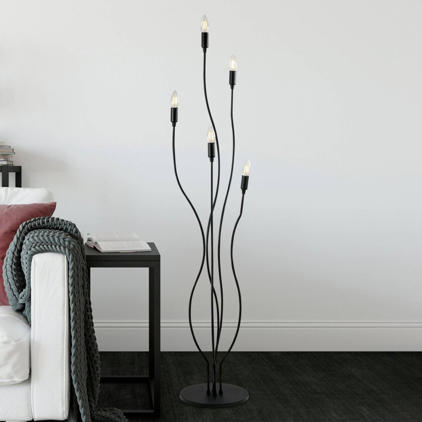Gulvlampe Bonibon 13231 svart metall høyde 155 cm 5 lyskilder