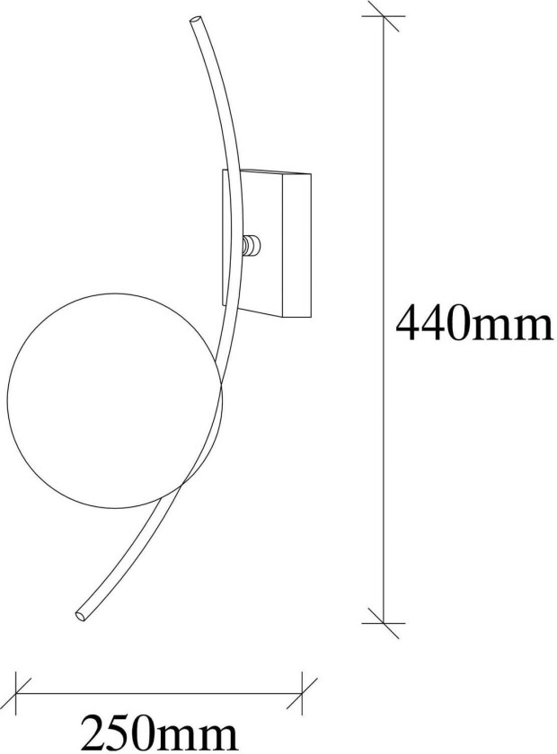 Hilal 3821 vegglampe, svart, opalt glass, høyde 44 cm