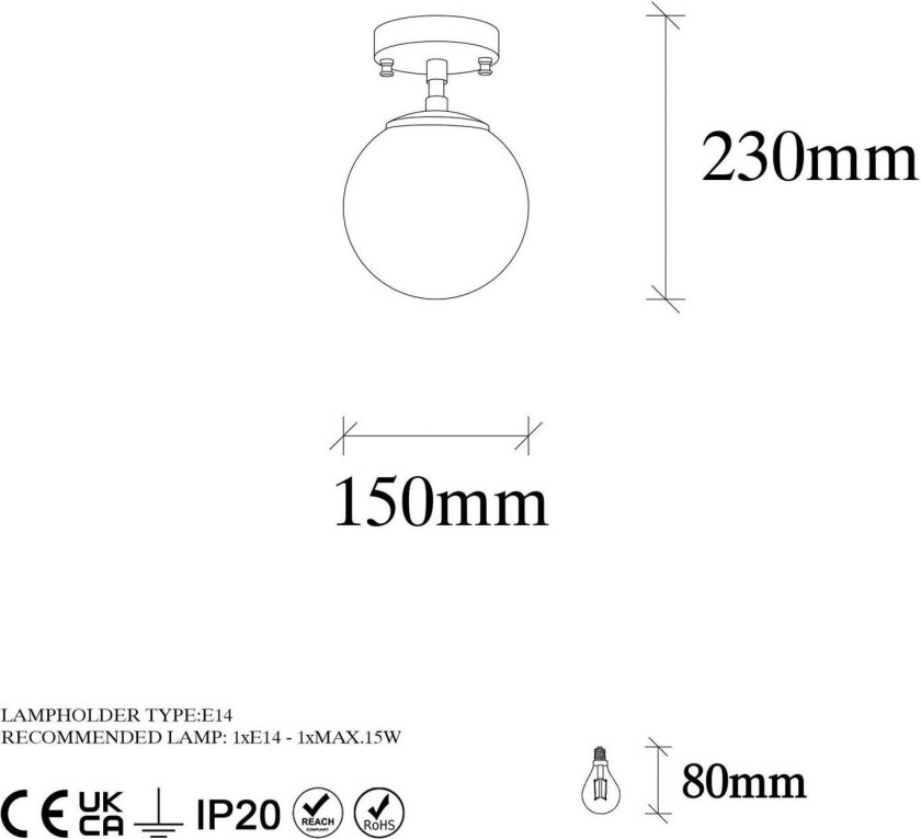 Taklampe Atmaca 10220, gullfarget antikk, opalglass Ø 15 cm