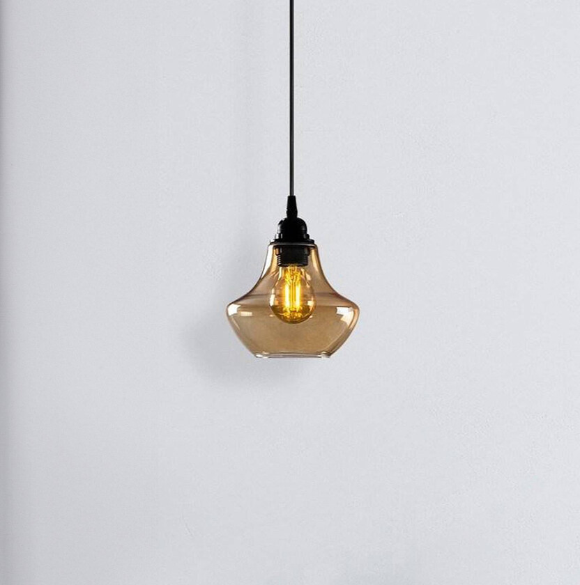 Hengelampe Gold 050, gull-transparent, glass, Ø 17 cm