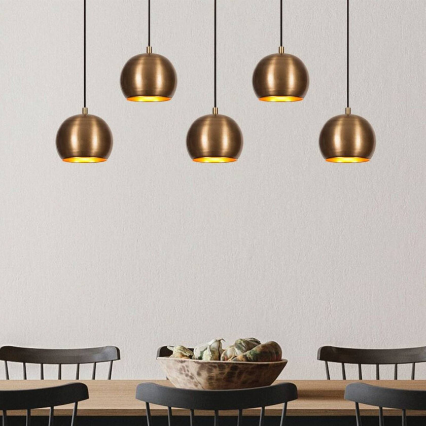 Sivani MR-1000 hengelampe, gull antikk, jern, 5 lyskilder