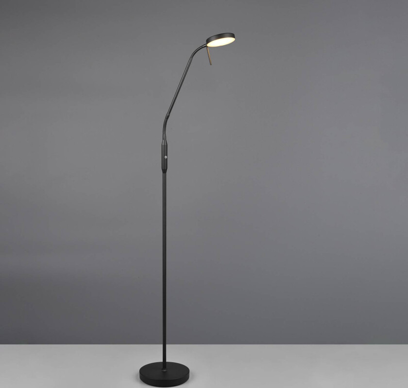 Oppladbar LED-gulvlampe Moreno, matt svart, CCT, dimbar