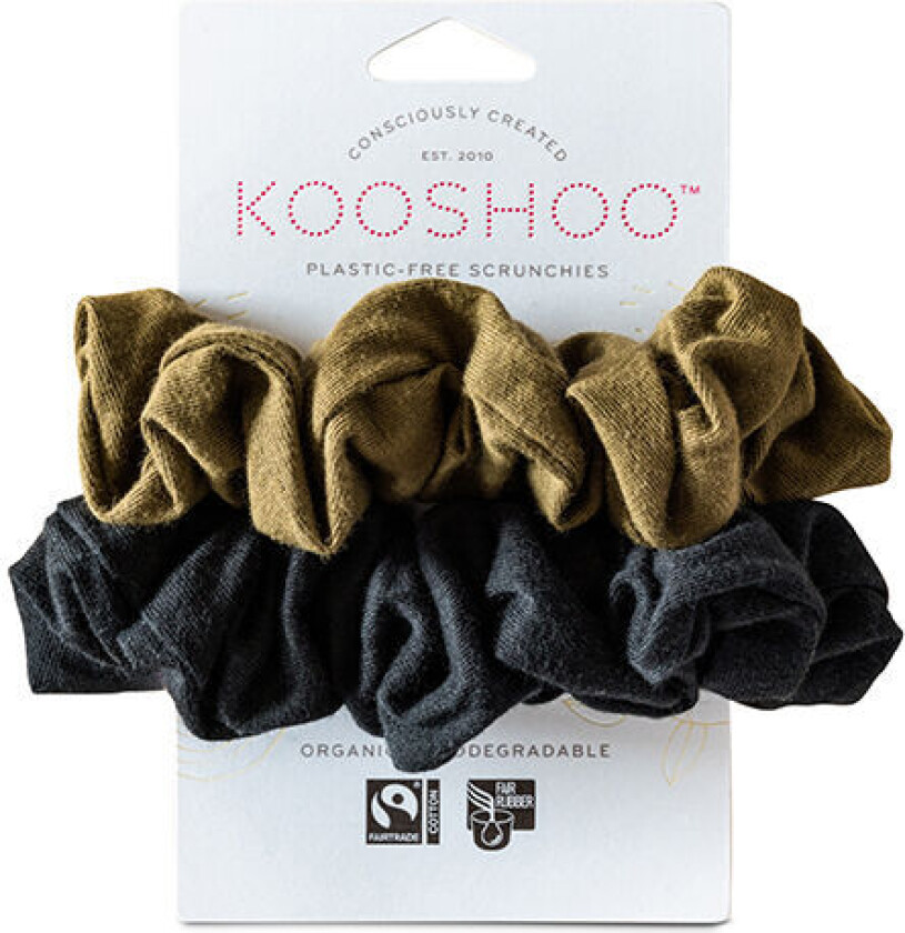 Kooshoo Hår Scrunchie Black Olive 2 Stk - Øko & Plastikfri - 2 Stk - 1 Stk