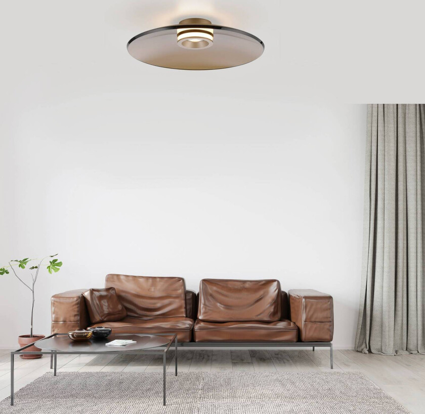 PURE taklampe Moon, bronse, Ø 50 cm, glass/aluminium