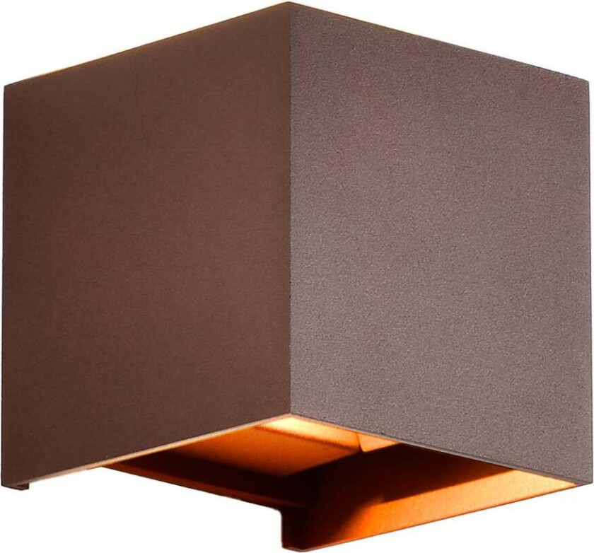 Utendørs vegglampe Davos, corten, kantet, dimbar, aluminium