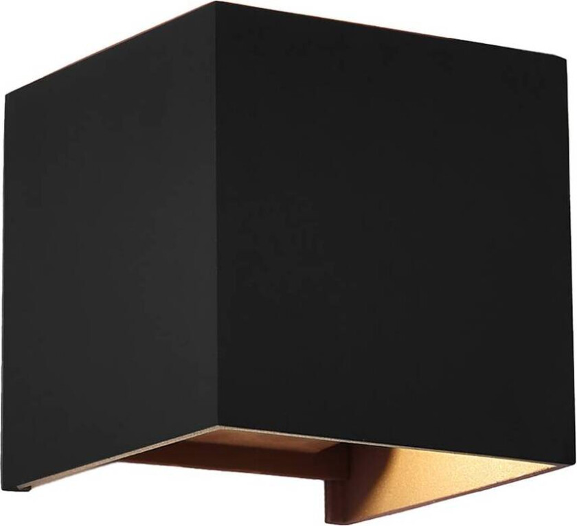 Davos utendørs vegglampe, svart, kantet, dimbar, aluminium