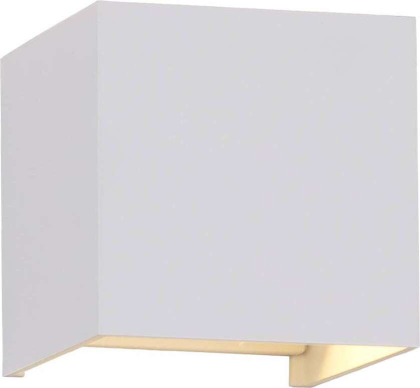 Davos utendørs vegglampe, hvit, kantet, dimbar, aluminium