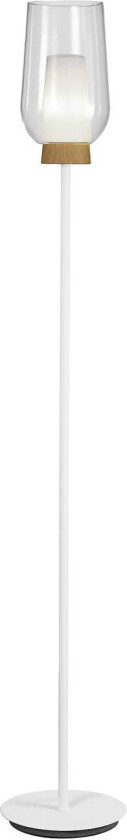 Nora gulvlampe, hvit-transparent, metall, glass