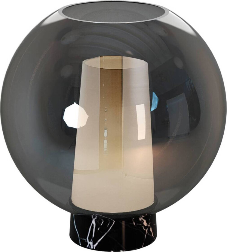 Nora bordlampe, svart-krom, høyde 26 cm, glass, metall