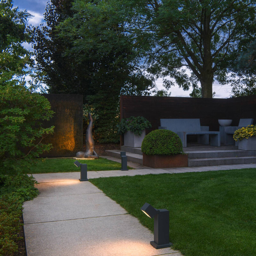 LED-sokkellampe S-Cube 35, antrasitt, aluminium, høyde 35 cm