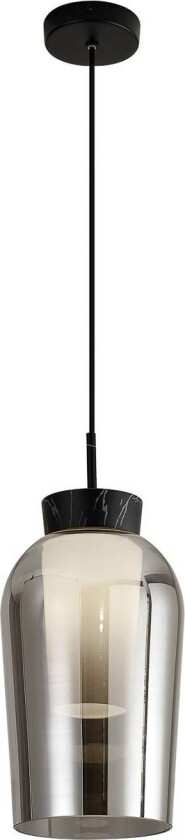 Nora hengelampe, 1 lyskilde, svart, krom, glass