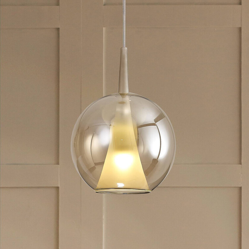 Elsa hengelampe, 1 lyskilde, Ø 25 cm, glass, bronse