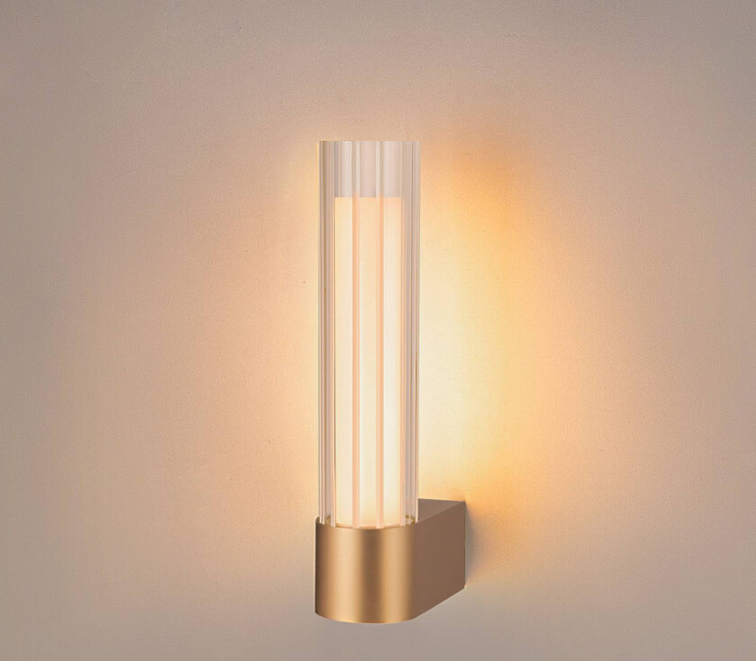 vegglampe til bad Lygant enkel, messingfarget, aluminium