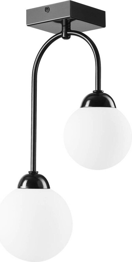 Taklampe Bandi, svart/opal, 2 lyskilder, E27