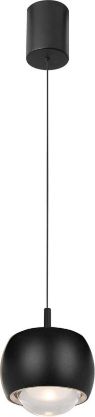 Roller hengelampe, svart, høydejusterbar glasslinse