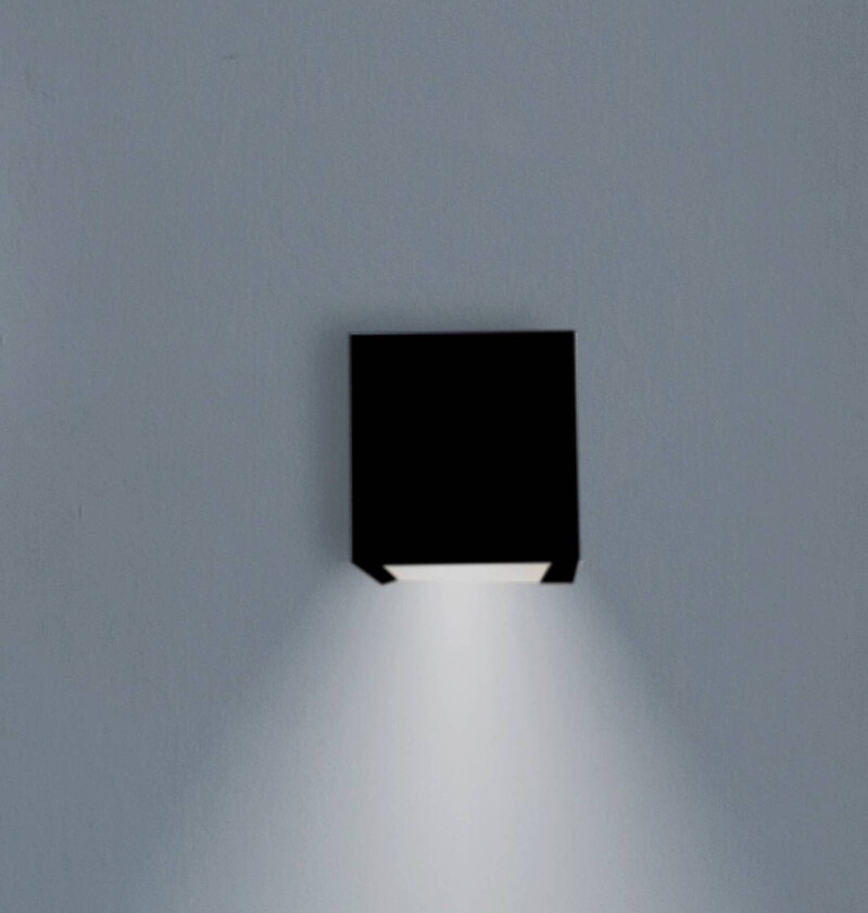 LED-vegglampe Box 8, svart, 7,5x7,5 cm