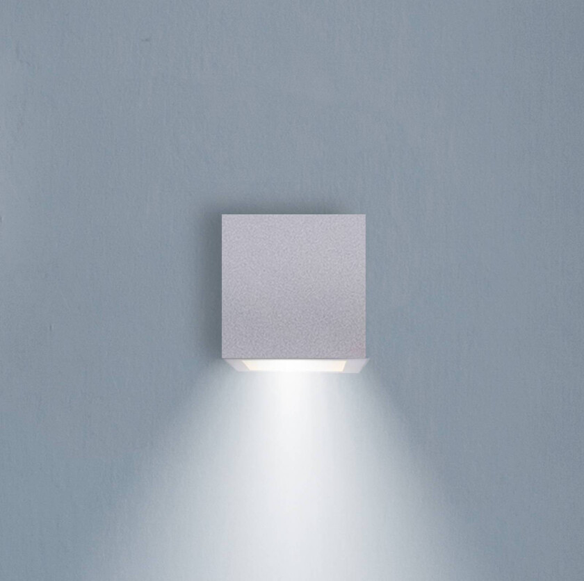 LED-vegglampe Box 8, hvit, 7,5x7,5 cm