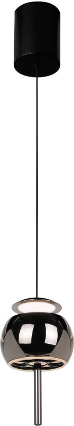 Roller hengelampe med LED, krom-svart, justerbar, trekkstang