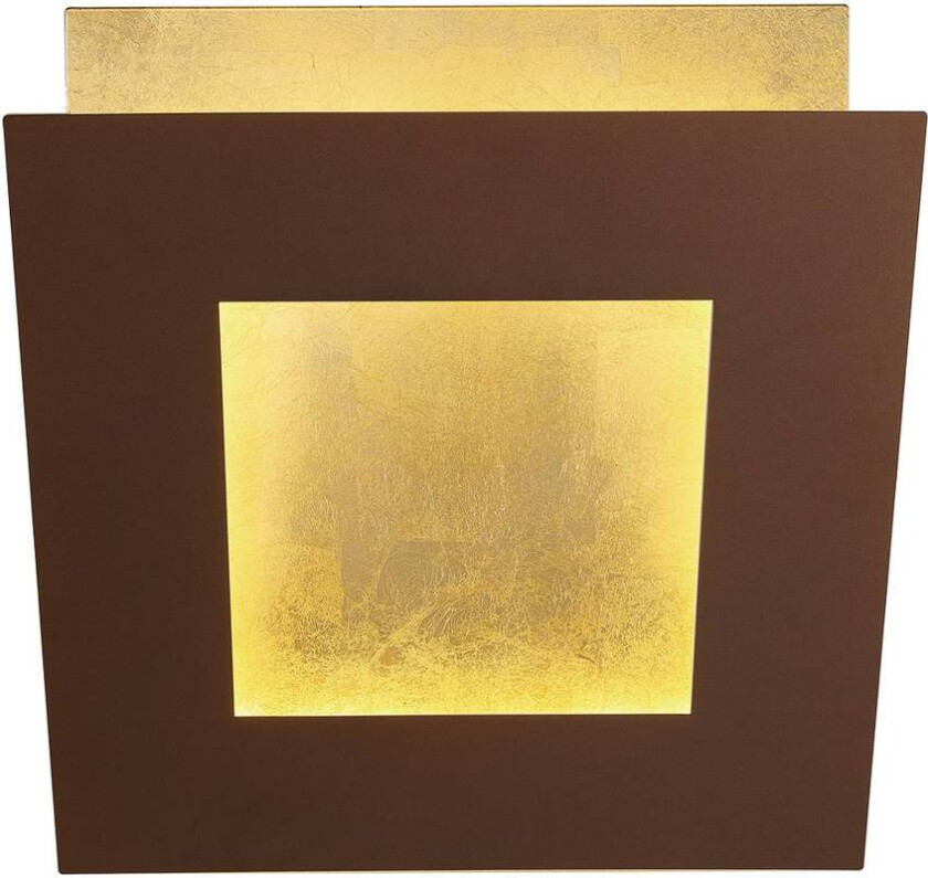 LED-vegglampe Dalia, corten/gull, 18 x 18 cm, aluminium