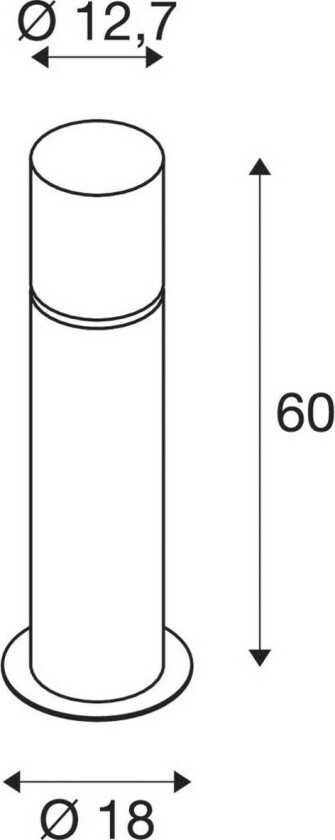 Rox sokkellampe i akryl, høyde 60 cm, grå, rustfritt stål