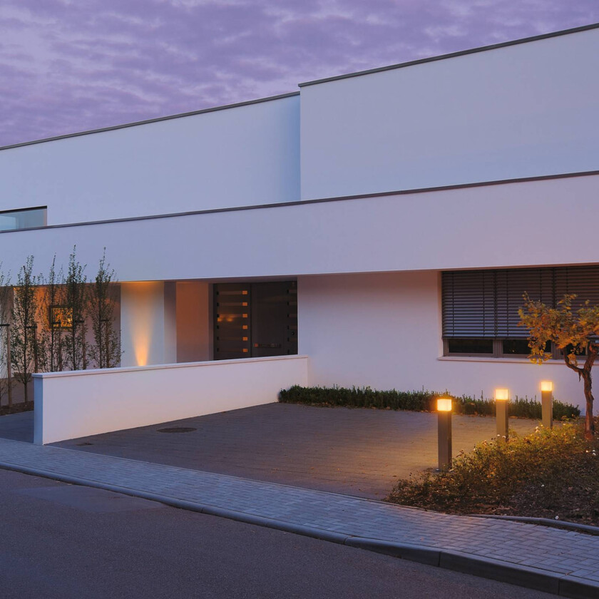 Square Pole veilampe, høyde 90 cm, grå, rustfritt stål