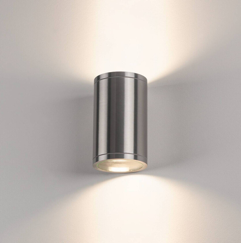 vegglampe Rox, børstet aluminium, aluminium, Ø 12,5 cm, opp/ned