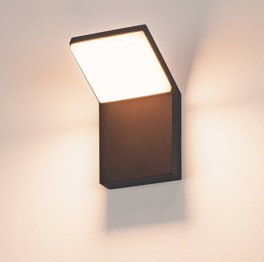 LED-vegglampe Ordi, antrasitt, aluminium, bredde 10 cm