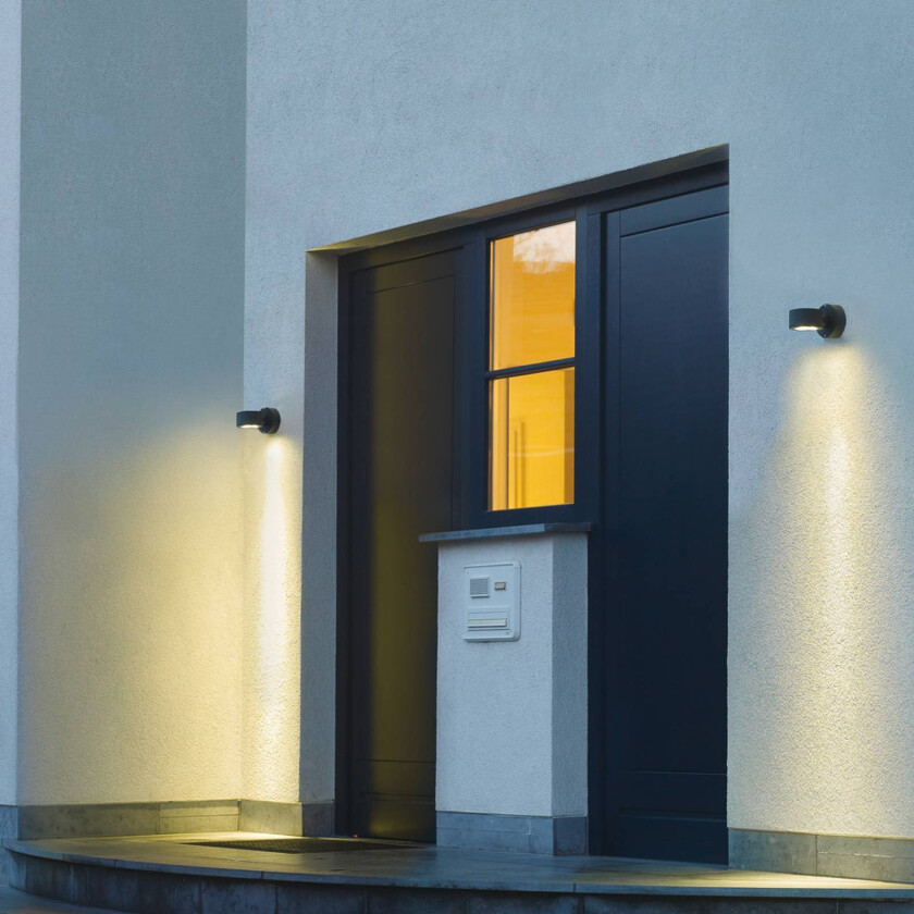 Sitra utendørs vegglampe, antrasitt, aluminium, Ø 10 cm
