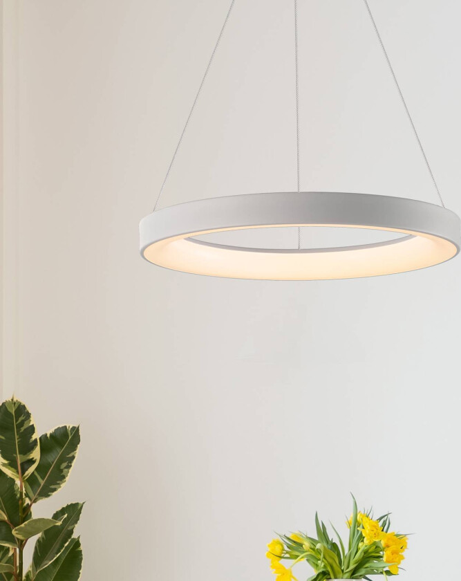 Hengelampe Niseko II, fjernkontroll, Ø 38 cm, hvit