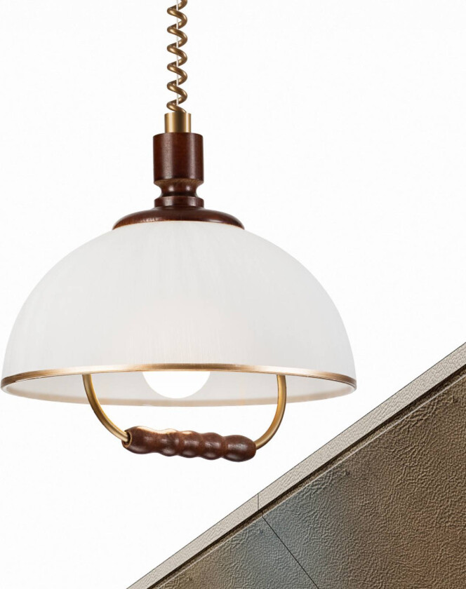 Ilsa hengelampe, hvit/gull, Ø 30 cm, høydejusterbar