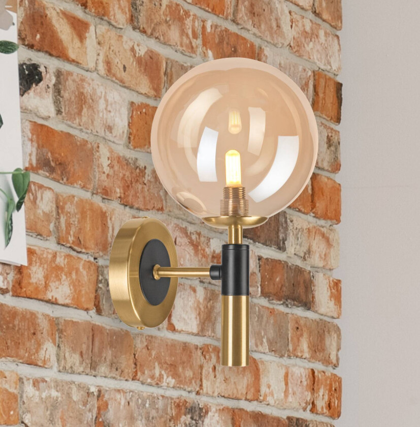 Natalia vegglampe, 1 lyskilde, glass, gull