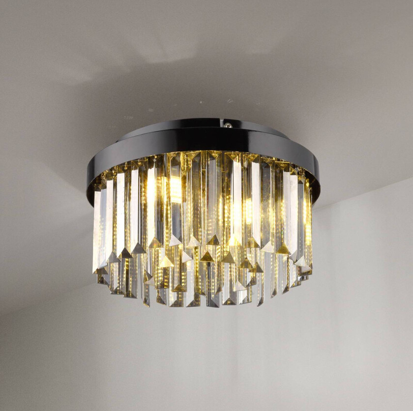 Kulunka taklampe, krystallglass, svart