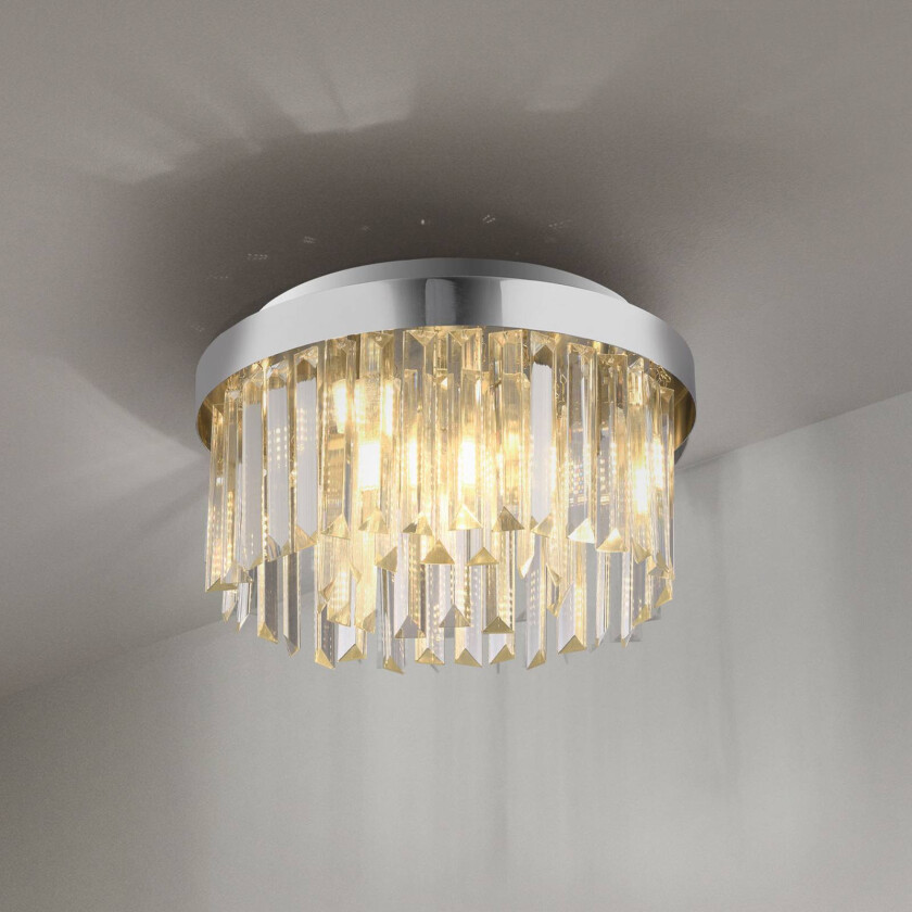 Kulunka taklampe, krystallglass, krom