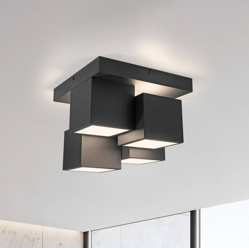 Taklampe Tetris, jern, 3000 K, svart