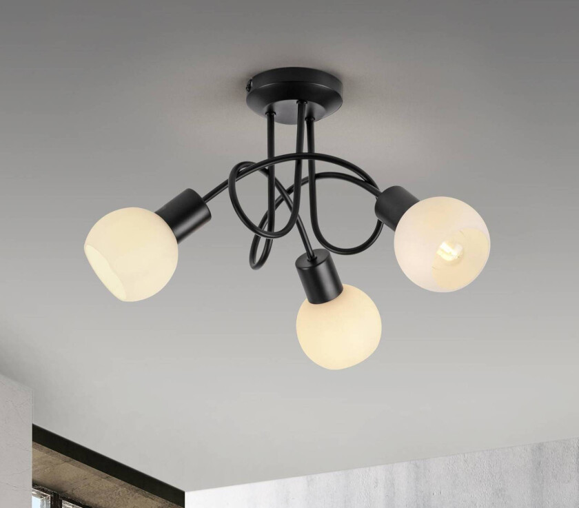 Loki taklampe, 3 lyskilder, rund, svart, jern