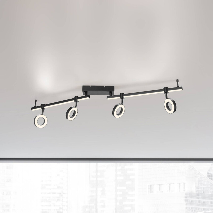 Taklampe LOLAsmart Bileda, 4 lyskilder, svart