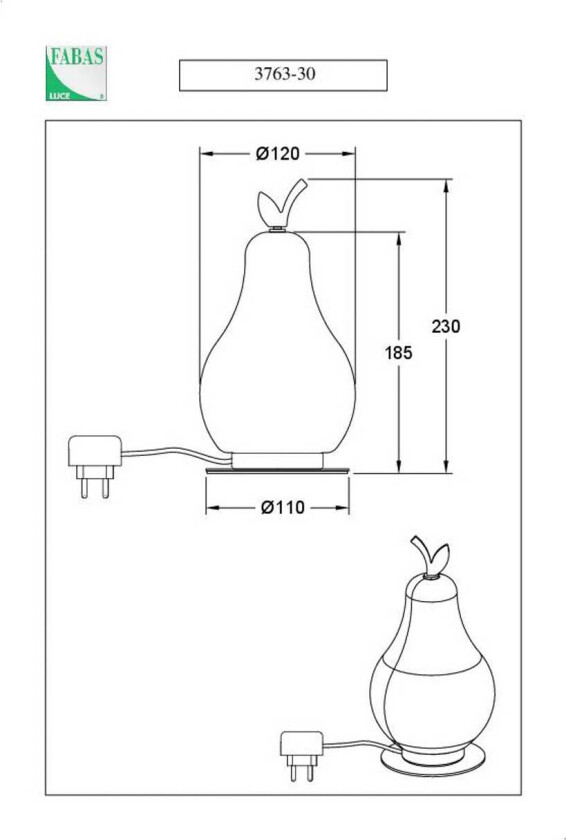 Wilma LED-bordlampe, krom/hvit, pæreformet, dimbar