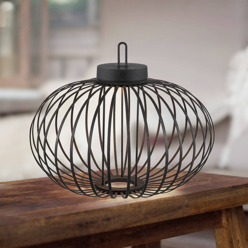 Akuba LED-bordlampe svart 37 cm bambus