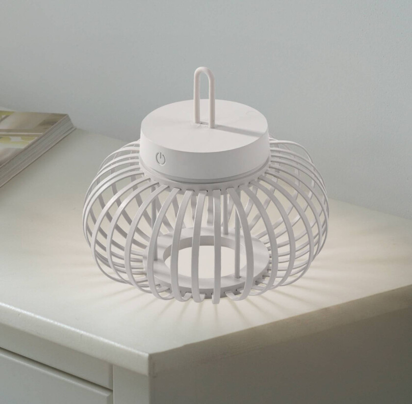 Akuba LED-bordlampe, hvit, 22 cm, bambus