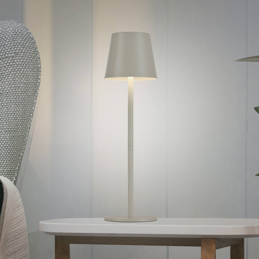 Euria LED-bordlampe, gråbeige jern IP54