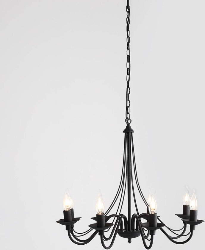 Lysekrone Rosa, svart, 8 lyskilder, metall