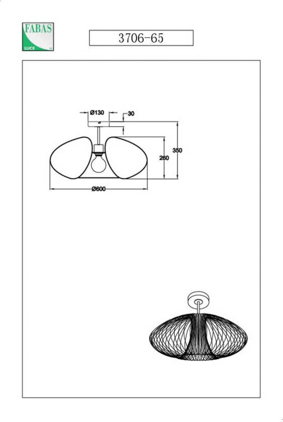 Fassa taklampe, svart, Ø 60 cm, metall