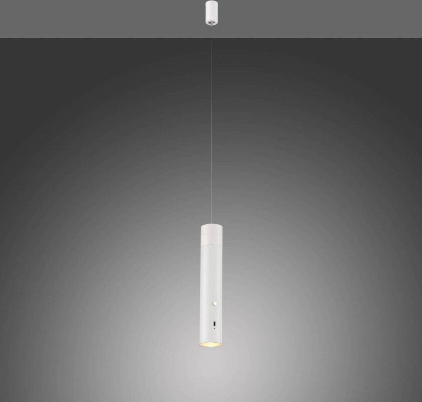 BARE LYS. Fest hengelampe med oppladbar LED, hvit, jern