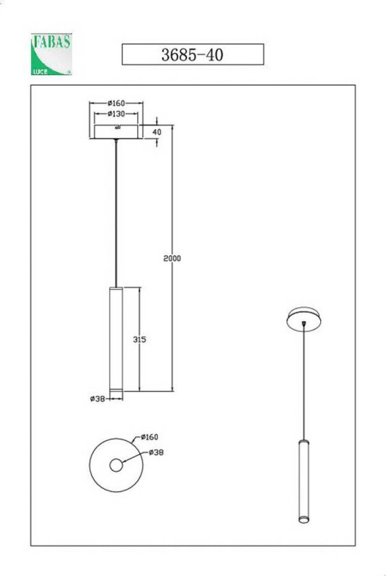 LED hengelampe Prado, 1 lyskilde, svart, dimbar