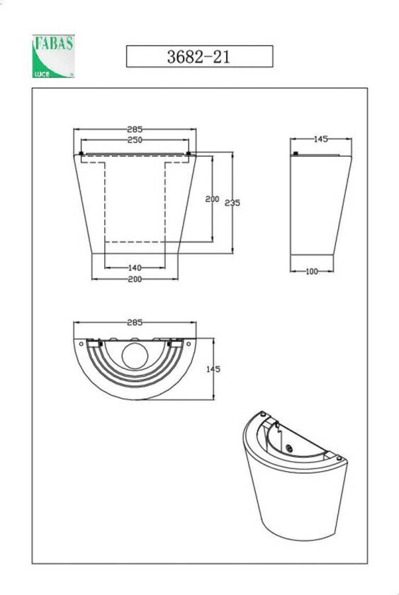 Vegglampe Viki, ravfarget, glass, akryl