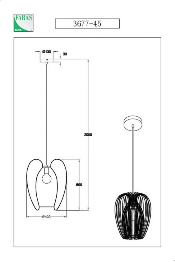 Camp hengelampe, Ø 40 cm, gull, trådkurv